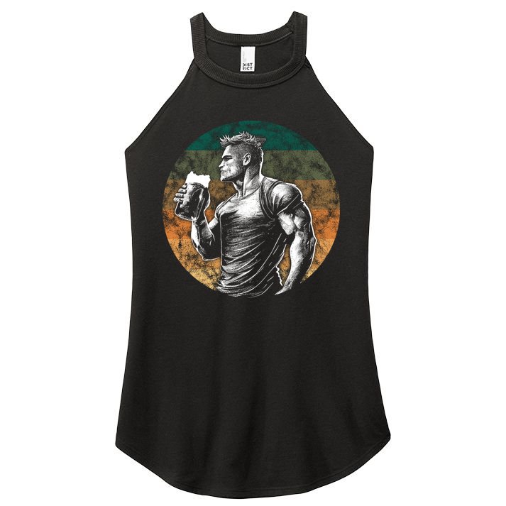 Muscular Man Drinking Beer Women's Perfect Tri Rocker Tank