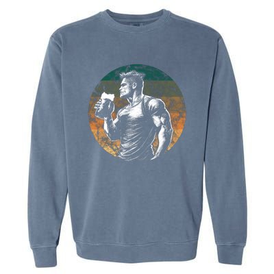 Muscular Man Drinking Beer Garment-Dyed Sweatshirt