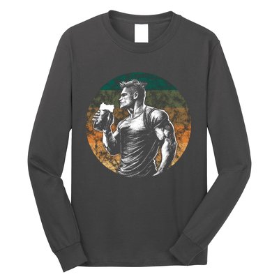 Muscular Man Drinking Beer Long Sleeve Shirt