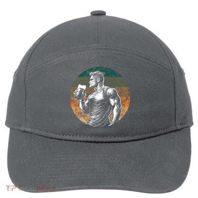 Muscular Man Drinking Beer 7-Panel Snapback Hat