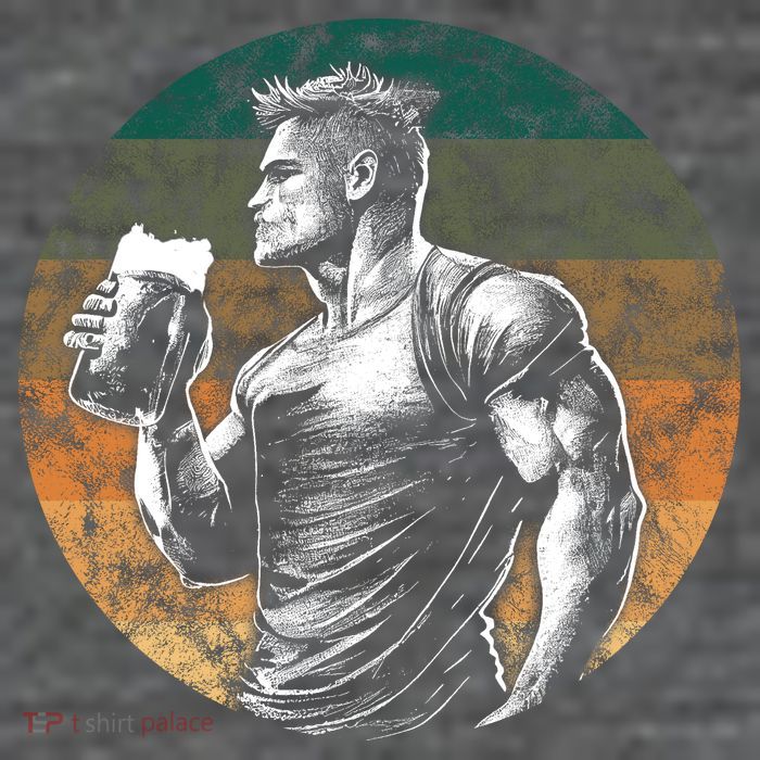 Muscular Man Drinking Beer Flatbill Hat