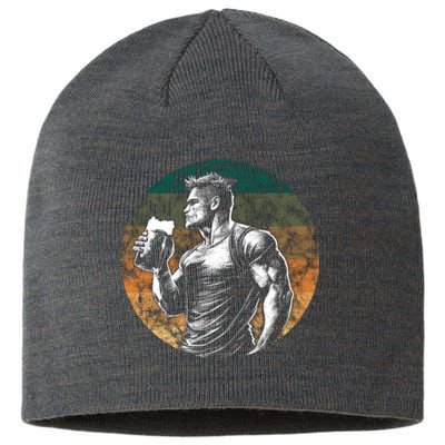 Muscular Man Drinking Beer Sustainable Beanie