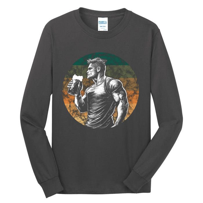 Muscular Man Drinking Beer Tall Long Sleeve T-Shirt