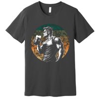 Muscular Man Drinking Beer Premium T-Shirt