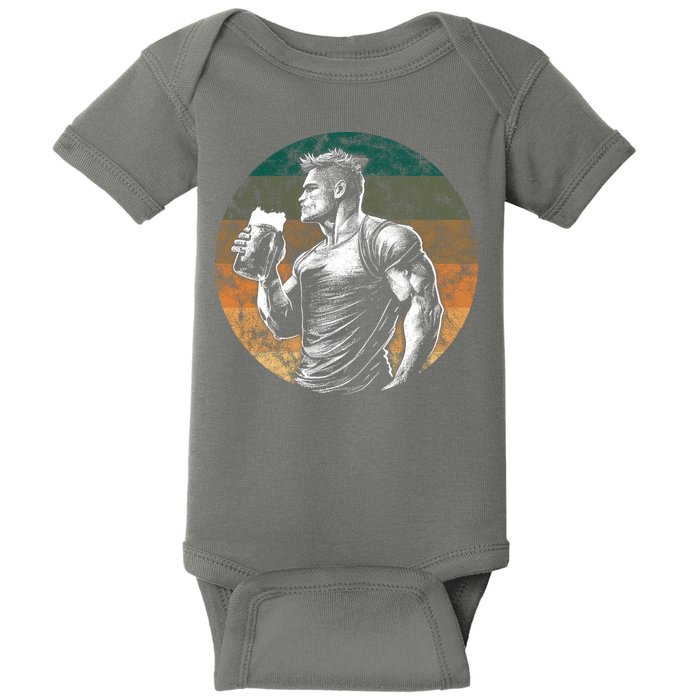 Muscular Man Drinking Beer Baby Bodysuit