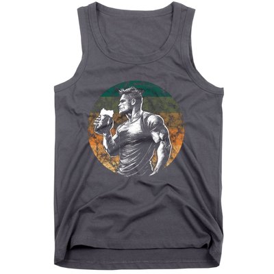 Muscular Man Drinking Beer Tank Top