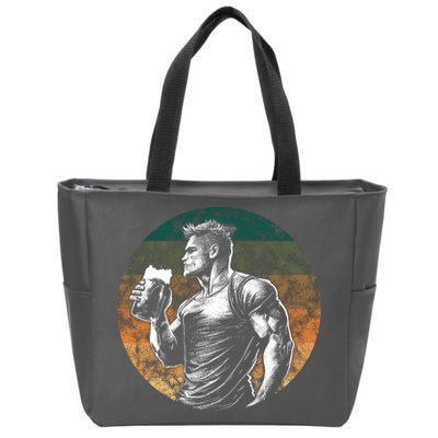 Muscular Man Drinking Beer Zip Tote Bag