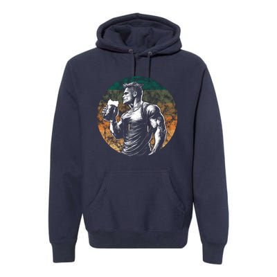 Muscular Man Drinking Beer Premium Hoodie