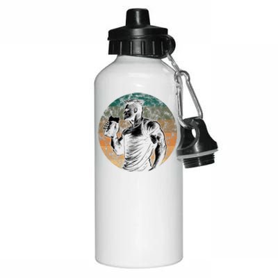 Muscular Man Drinking Beer Aluminum Water Bottle 