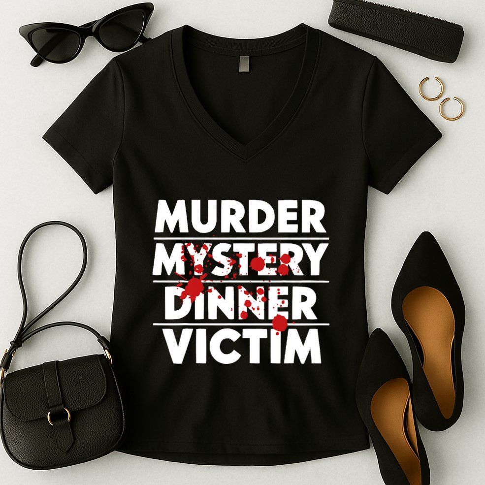 Murder Mystery Detective Documentary True Crime Women's V-Neck T-Shirt