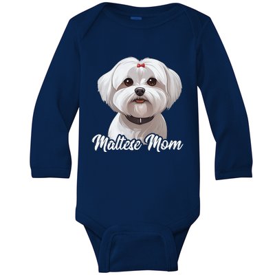 Maltese Mom Dog Mama Cute Mothers Day For Maltese Owner Baby Long Sleeve Bodysuit