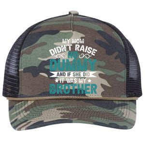 My Mom Didnt Raise No Dummy If She Did It Was My Brother Retro Rope Trucker Hat Cap