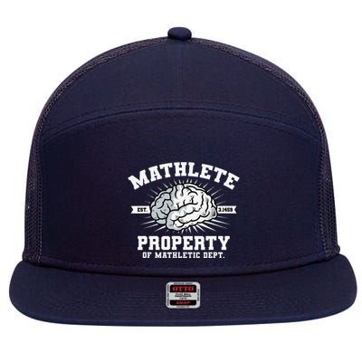 Mathlete Mathletic Dept. Est 3.1459 Math Teacher Pi Day 7 Panel Mesh Trucker Snapback Hat