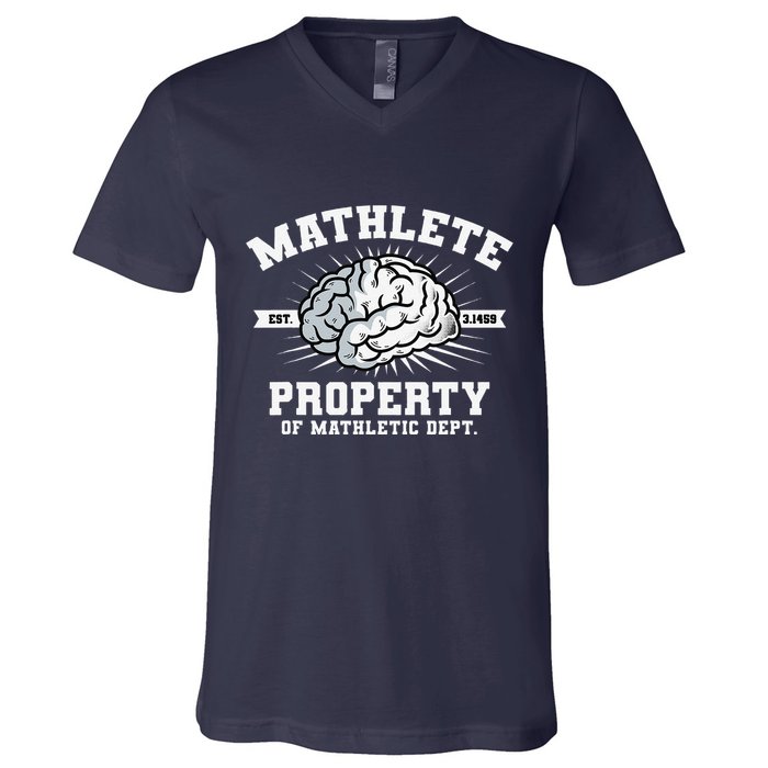 Mathlete Mathletic Dept. Est 3.1459 Math Teacher Pi Day V-Neck T-Shirt
