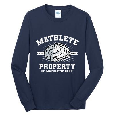 Mathlete Mathletic Dept. Est 3.1459 Math Teacher Pi Day Tall Long Sleeve T-Shirt