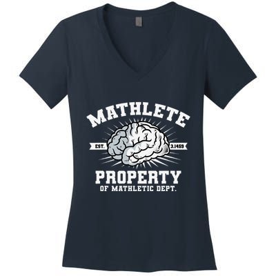 Mathlete Mathletic Dept. Est 3.1459 Math Teacher Pi Day Women's V-Neck T-Shirt