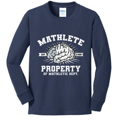 Mathlete Mathletic Dept. Est 3.1459 Math Teacher Pi Day Kids Long Sleeve Shirt