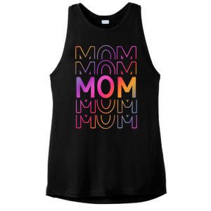 Mom Mothers Day Colorful Rainbow Ladies PosiCharge Tri-Blend Wicking Tank