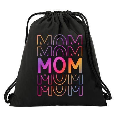 Mom Mothers Day Colorful Rainbow Drawstring Bag