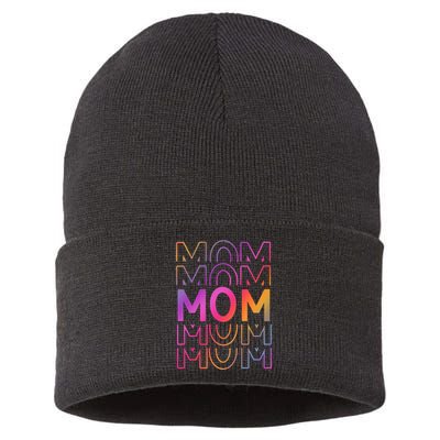 Mom Mothers Day Colorful Rainbow Sustainable Knit Beanie