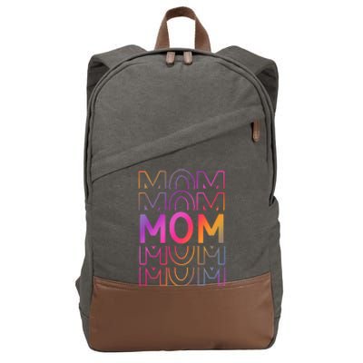 Mom Mothers Day Colorful Rainbow Cotton Canvas Backpack