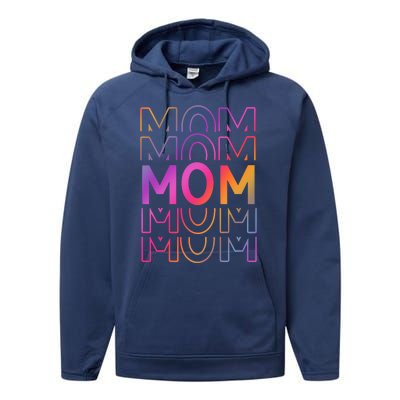 Mom Mothers Day Colorful Rainbow Performance Fleece Hoodie