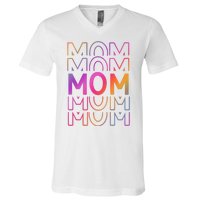 Mom Mothers Day Colorful Rainbow V-Neck T-Shirt