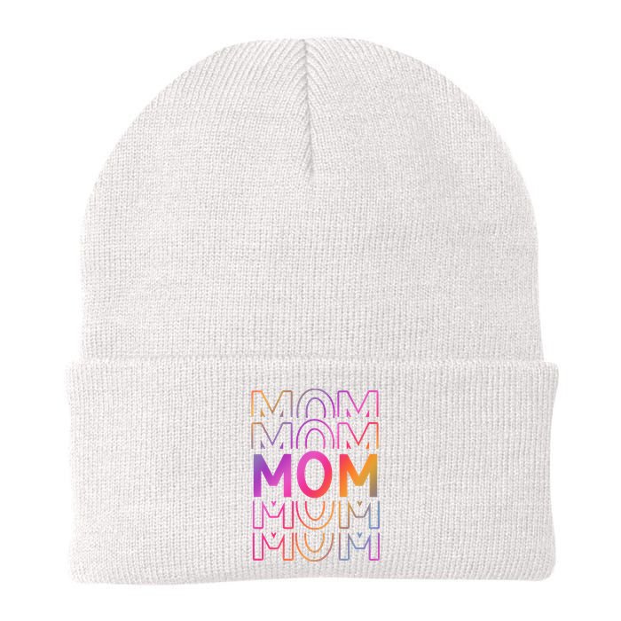 Mom Mothers Day Colorful Rainbow Knit Cap Winter Beanie