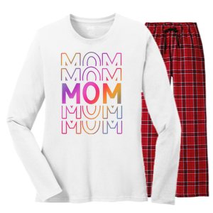 Mom Mothers Day Colorful Rainbow Women's Long Sleeve Flannel Pajama Set 