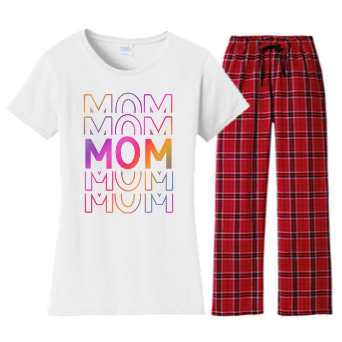 Mom Mothers Day Colorful Rainbow Women's Flannel Pajama Set