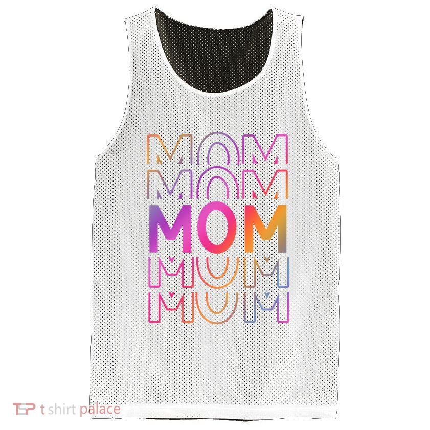 Mom Mothers Day Colorful Rainbow Mesh Reversible Basketball Jersey Tank