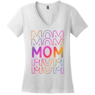 Mom Mothers Day Colorful Rainbow Women's V-Neck T-Shirt