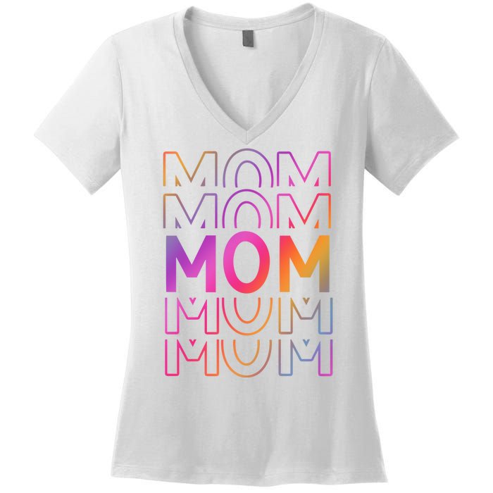 Mom Mothers Day Colorful Rainbow Women's V-Neck T-Shirt