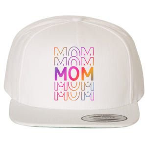 Mom Mothers Day Colorful Rainbow Wool Snapback Cap