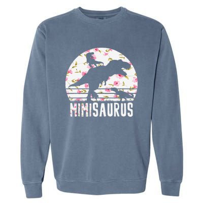 Mimisaurus Mothers Day Dinosaur Lover Funny Mom Of 2 Gift Garment-Dyed Sweatshirt