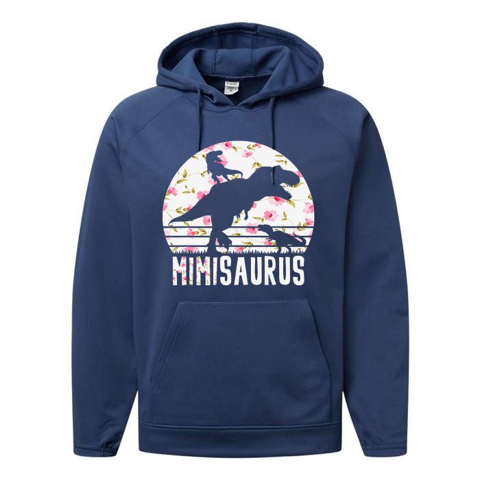 Mimisaurus Mothers Day Dinosaur Lover Funny Mom Of 2 Gift Performance Fleece Hoodie