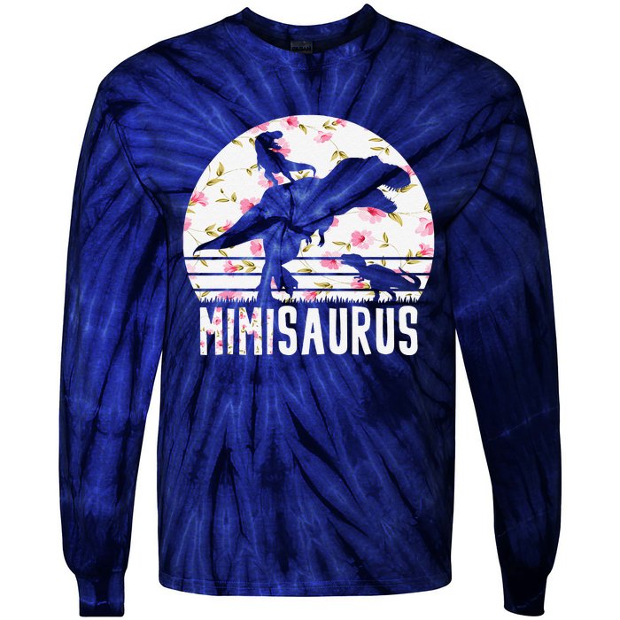 Mimisaurus Mothers Day Dinosaur Lover Funny Mom Of 2 Gift Tie-Dye Long Sleeve Shirt