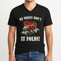 My Money Don't Jiggle Jiggle It Folds Funny Meme Humor V-Neck T-Shirt