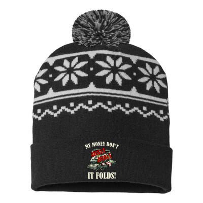 My Money Don't Jiggle Jiggle It Folds Funny Meme Humor USA-Made Snowflake Beanie