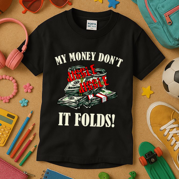 My Money Don't Jiggle Jiggle It Folds Funny Meme Humor Kids T-Shirt