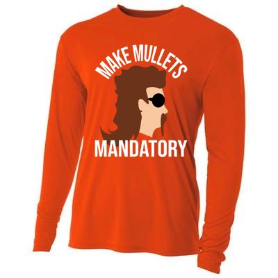 Make Mullets Datory Gift Funny Redneck Mullet 80s Hairstyle Gift Cooling Performance Long Sleeve Crew