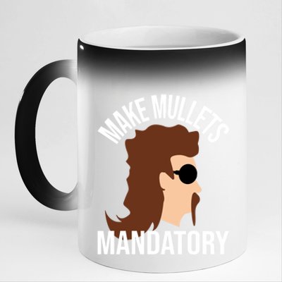 Make Mullets Datory Gift Funny Redneck Mullet 80s Hairstyle Gift 11oz Black Color Changing Mug