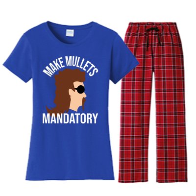 Make Mullets Datory Gift Funny Redneck Mullet 80s Hairstyle Gift Women's Flannel Pajama Set