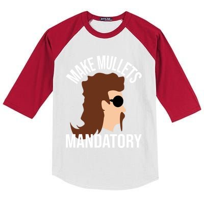 Make Mullets Datory Gift Funny Redneck Mullet 80s Hairstyle Gift Kids Colorblock Raglan Jersey