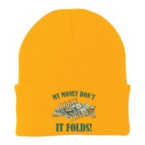 My Money Don't Jiggle Jiggle It Folds Gold Funny Meme Knit Cap Winter Beanie