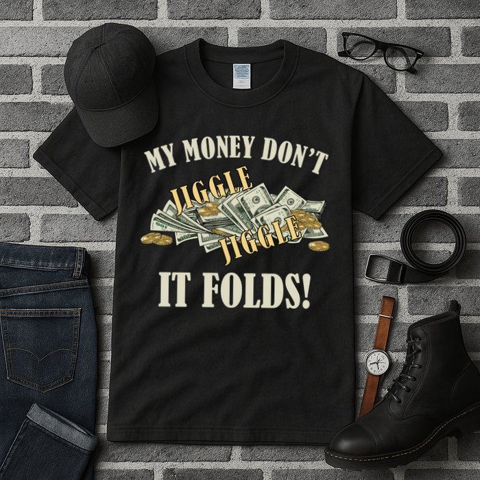 My Money Don't Jiggle Jiggle It Folds Gold Funny Meme Tall T-Shirt