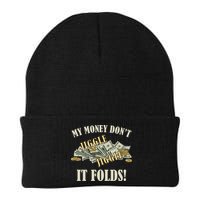 My Money Don't Jiggle Jiggle It Folds Gold Funny Meme Beanie