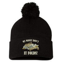 My Money Don't Jiggle Jiggle It Folds Gold Funny Meme Pom Pom 12in Knit Beanie