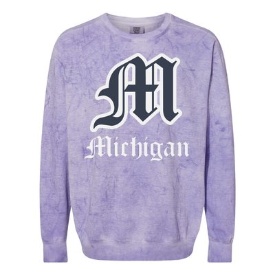 Michigan M Detroit D Logo Colorblast Crewneck Sweatshirt