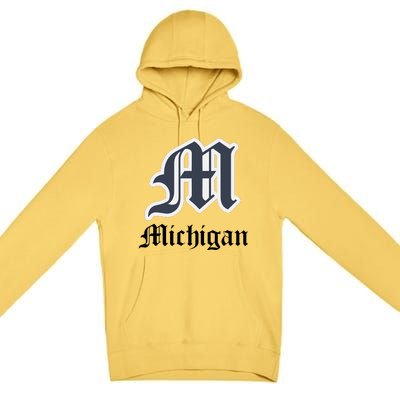 Michigan M Detroit D Logo Premium Pullover Hoodie